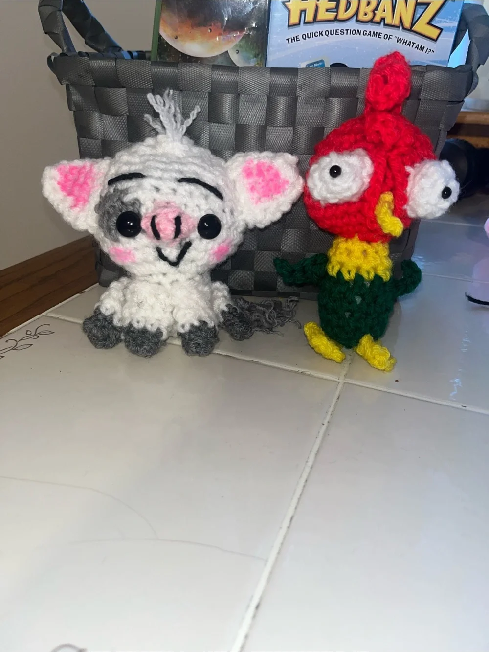 Handmade Crochet Small Pet Toys - White and Red Plush Amigurumi